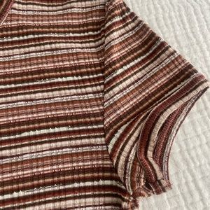 Urban Outfitters stretchy striped brown and green t shirt